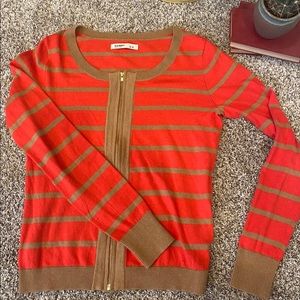 Super cute striped zip-front sweater.
